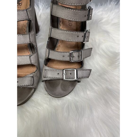 Restricted 6 Strap Stacked Heel Sandals Women Size US 6 M Gray 3 inch heel - Picture 6 of 9